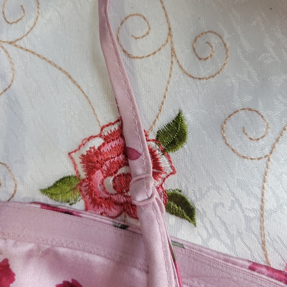 pink green floral print handkerchief tie back tank crop top small - Picture 7 of 10